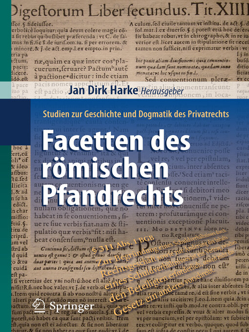 Title details for Facetten des römischen Pfandrechts by Jan Dirk Harke - Available